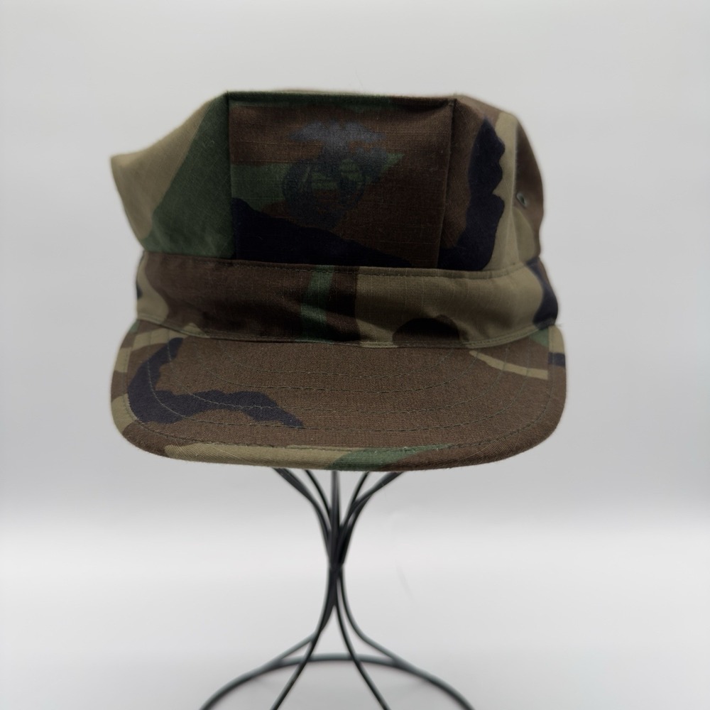 USGI Utility Cap Woodland Camo with USMC Logo‎ Small